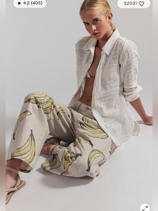 We The Free Denim - NWT We The Free Printed Good Luck Barrel Jeans in Go Bananas